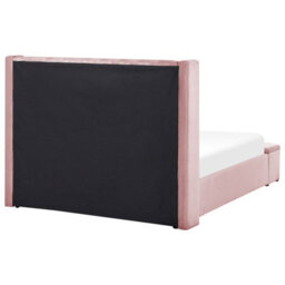 Beliani Bed With Storage Bench Velvet Noyers 140 X 200 Cm (Eu Double) Pink - thumbnail 7