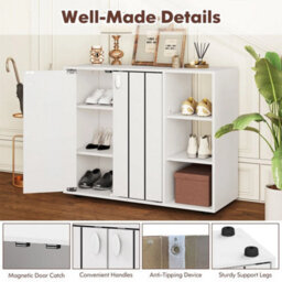 Modern Freestanding Wooden Organizer-White - thumbnail 4