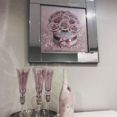 Biznest Modern Liquid Glitter Wall Art With Mirrored Edges Extra Large Size 55X55Cm (Biz S-25)
