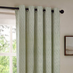 Yard Hebden Striped Cotton Eyelet Curtains, Forest, (W) 229 X (D) 137Cm - thumbnail 4