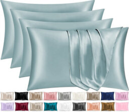 Lazzaro 4 Pack Satin Silk Pillowcases For Hair & Skin Soft Smooth With Envelope Closure