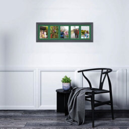 AK Frames 26X8 Dark Grey Classic Multi Photo Frame With Emerald Mount - Holds 5 Apertures (5X) 6X4 Photos - thumbnail 3