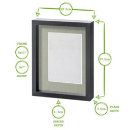 "Nicola Spring 8"" X 10"" White 3D Box Photo Frame - 5"" X 7"" Mount - Black" - thumbnail 4