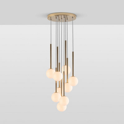 Houseof Brass Frosted Shade Opal Ball Cluster Ceiling Light - Gold - image 1