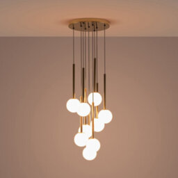 Houseof Brass Frosted Shade Opal Ball Cluster Ceiling Light - Gold - thumbnail 6