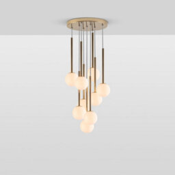 Houseof Brass Frosted Shade Opal Ball Cluster Ceiling Light - Gold - thumbnail 5