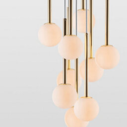 Houseof Brass Frosted Shade Opal Ball Cluster Ceiling Light - Gold - thumbnail 2