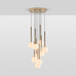 Houseof Brass Frosted Shade Opal Ball Cluster Ceiling Light - Gold - thumbnail 1