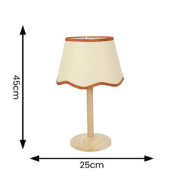 Valuelights Triston Natural Light Wood Stem Table Lamp With Scallop Rust Trim Tapered Lamp Shade - thumbnail 6