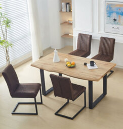 Hallowood Furniture Cullompton Large Dining Table (160Cm) With 4 Brown Chairs - thumbnail 1
