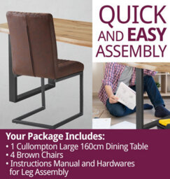 Hallowood Furniture Cullompton Large Dining Table (160Cm) With 4 Brown Chairs - thumbnail 7