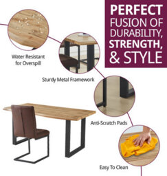 Hallowood Furniture Cullompton Large Dining Table (160Cm) With 4 Brown Chairs - thumbnail 2