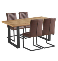 Hallowood Furniture Cullompton Large Dining Table (160Cm) With 4 Brown Chairs - thumbnail 8