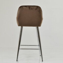 Lakeland Furniture Carson Mocha Brown Velvet Chrome Fixed Leg Base Bar Stool - thumbnail 6