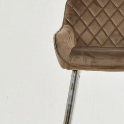 Lakeland Furniture Carson Mocha Brown Velvet Chrome Fixed Leg Base Bar Stool - thumbnail 8