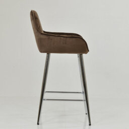 Lakeland Furniture Carson Mocha Brown Velvet Chrome Fixed Leg Base Bar Stool - thumbnail 5