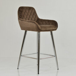 Lakeland Furniture Carson Mocha Brown Velvet Chrome Fixed Leg Base Bar Stool - thumbnail 4