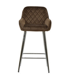 Lakeland Furniture Carson Mocha Brown Velvet Chrome Fixed Leg Base Bar Stool