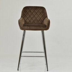 Lakeland Furniture Carson Mocha Brown Velvet Chrome Fixed Leg Base Bar Stool - thumbnail 3