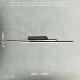 Happy Homewares Designer Brushed Black Metal Kitchen Led 89Cm Ceiling Light Fitting - thumbnail 6