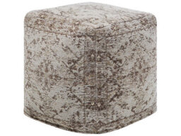 Beliani Boho Rustic Square Pouffe 40 X 40 X 40 Cm - Brown Distressed Cotton Cover With Eps Bead Fill - thumbnail 1