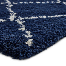 Navy Shaggy Rug, Geometric Stain-Resistant Rug, Modern Moroccan Navy Rug For Living Room, & Dining Room-160Cm X 230Cm - thumbnail 3