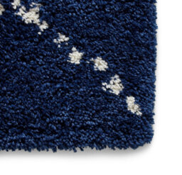 Navy Shaggy Rug, Geometric Stain-Resistant Rug, Modern Moroccan Navy Rug For Living Room, & Dining Room-160Cm X 230Cm - thumbnail 2