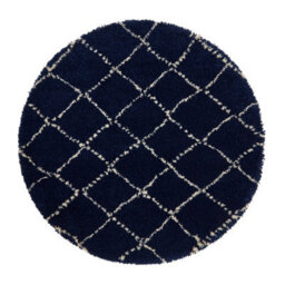 Navy Shaggy Rug, Geometric Stain-Resistant Rug, Modern Moroccan Navy Rug For Living Room, & Dining Room-160Cm X 230Cm - thumbnail 6