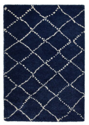 Navy Shaggy Rug, Geometric Stain-Resistant Rug, Modern Moroccan Navy Rug For Living Room, & Dining Room-160Cm X 230Cm - thumbnail 1