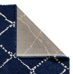 Navy Shaggy Rug, Geometric Stain-Resistant Rug, Modern Moroccan Navy Rug For Living Room, & Dining Room-160Cm X 230Cm - thumbnail 5
