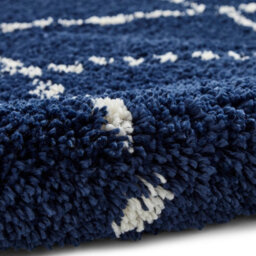 Navy Shaggy Rug, Geometric Stain-Resistant Rug, Modern Moroccan Navy Rug For Living Room, & Dining Room-160Cm X 230Cm - thumbnail 4