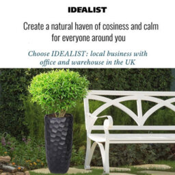Idealist™ 61Cm Tall Planter, Mosaic Black Reinforced Stone Vase Round Planter, Outdoor Large Plant Pot D31 H61 Cm, 47L - thumbnail 7