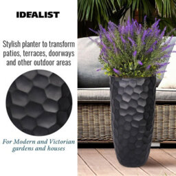 Idealist™ 61Cm Tall Planter, Mosaic Black Reinforced Stone Vase Round Planter, Outdoor Large Plant Pot D31 H61 Cm, 47L - thumbnail 4
