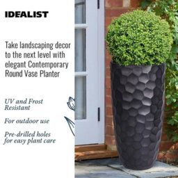 Idealist™ 61Cm Tall Planter, Mosaic Black Reinforced Stone Vase Round Planter, Outdoor Large Plant Pot D31 H61 Cm, 47L - thumbnail 3