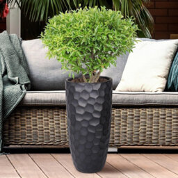 Idealist™ 61Cm Tall Planter, Mosaic Black Reinforced Stone Vase Round Planter, Outdoor Large Plant Pot D31 H61 Cm, 47L - thumbnail 9