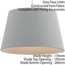 "10"" Inch Round Tapered Drum Lamp Shade Grey Linen Fabric Cover Simple Elegant" - thumbnail 2