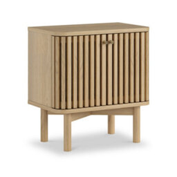 Finch Oak Slatted 2 Door Bedside Table By Roseland Furniture - thumbnail 1