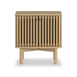 Finch Oak Slatted 2 Door Bedside Table By Roseland Furniture - thumbnail 3