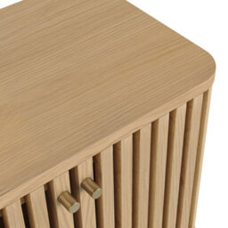 Finch Oak Slatted 2 Door Bedside Table By Roseland Furniture - thumbnail 6