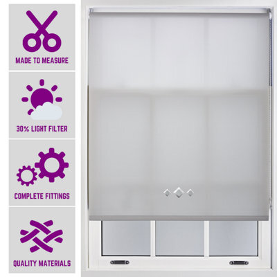 FURNISHED Roller Blind With Triple Diamond Eyelet - Made To Measure Grey Roller Blind (W)210Cm X (L)165Cm - image 1