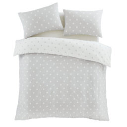 Catherine Lansfield Brushed Polka Dot Grey Duvet Cover Set King Bedding Set - thumbnail 5