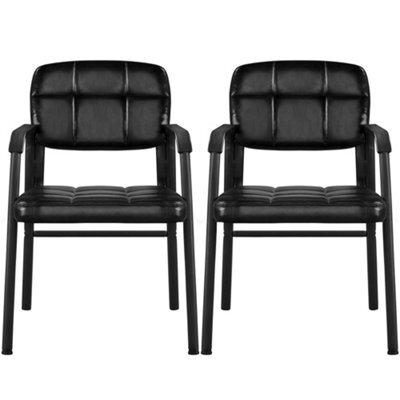 Yaheetech Set Of 2 Upholstered Reception Chair With Armrest Black - image 1