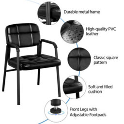 Yaheetech Set Of 2 Upholstered Reception Chair With Armrest Black - thumbnail 5