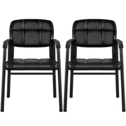 Yaheetech Set Of 2 Upholstered Reception Chair With Armrest Black