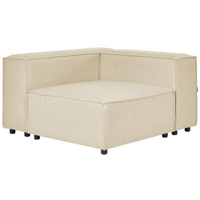 Beliani Corner Seat Aprica Faux Linen Beige - image 1