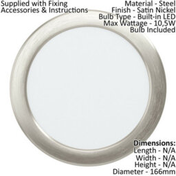 Wall / Ceiling Flush Downlight Satin Nickel Spotlight 10.5W Built In Led - thumbnail 2