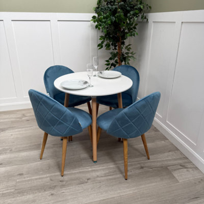 Life Interiors Lucia Dining Set With Round Table And Set Of 4 Lucia Velvet Dining Chairs - image 1