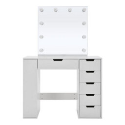 Living And Home Hollywood Bedroom Dressing Table Mirror Desk With Led Makeup Vanity Mirror E14 Base 10 Bulbs - thumbnail 3