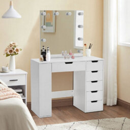 Living And Home Hollywood Bedroom Dressing Table Mirror Desk With Led Makeup Vanity Mirror E14 Base 10 Bulbs - thumbnail 1