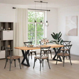 Berkfield Dining Table Legs 2 Pcs Black 70X(72-73.3) Cm Steel - thumbnail 3